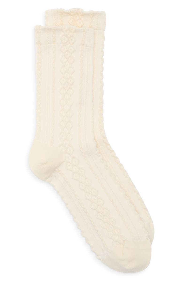 BP. Pretty Cable Crew Socks, Alternate, color, Ivory