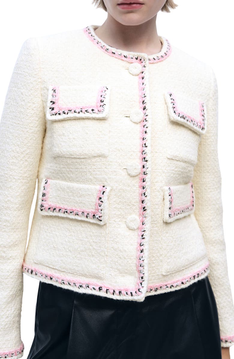 MANGO Whipstitch Tweed Jacket, Main, color, 