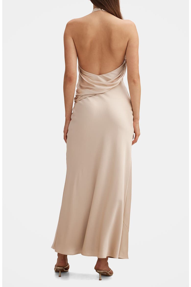 Diane Drape Halter Gown, Alternate, color, CHAMPAGNE