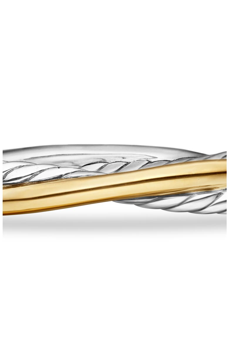 Crossover Two-Row Cuff Bracelet in Sterling Silver with 18K Yellow Gold, 5mm, Alternate, color, YELLOW GOLD SS