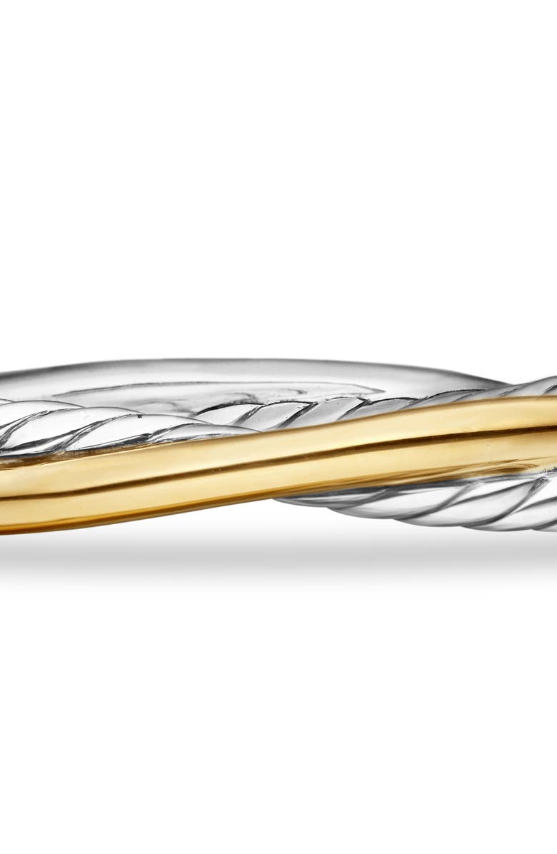 David Yurman Crossover Two-Row Cuff Bracelet in Sterling Silver with 18K Yellow Gold, 5mm, Alternate, color, Yellow Gold Ss