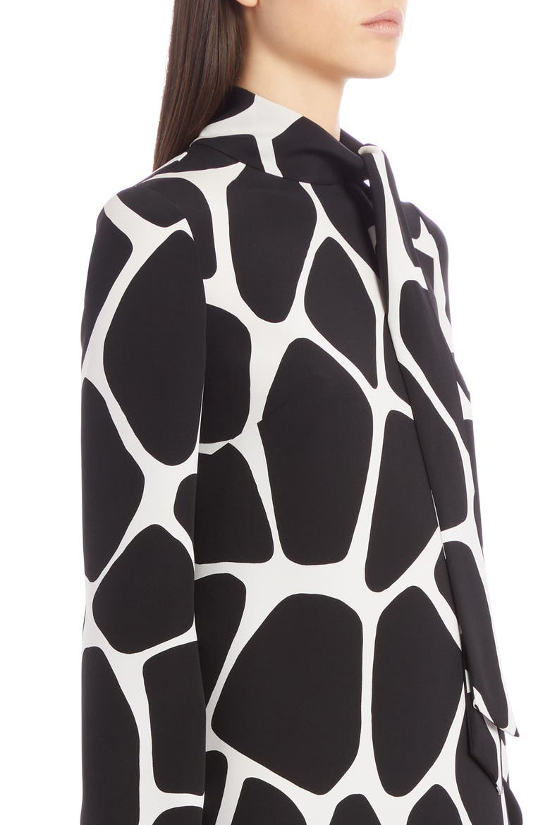 Giraffe Print Long Sleeve Silk Minidress, Alternate, color, AVORIO/ NERO