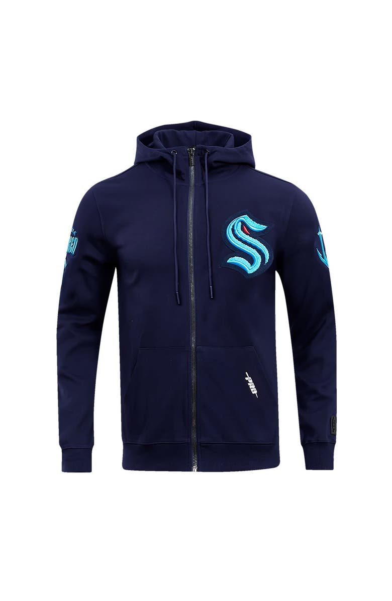 PRO STANDARD Men's Pro Standard Navy Seattle Kraken Classic Chenille Full-Zip Hoodie Jacket, Alternate, color, 