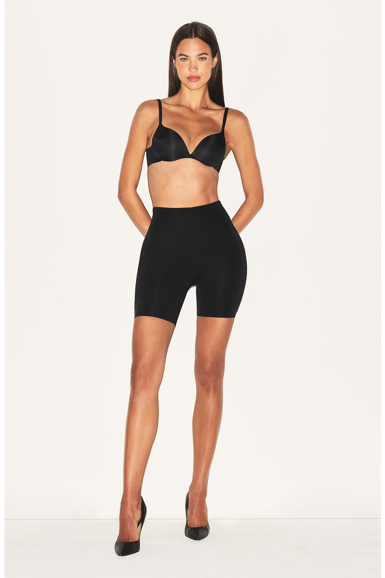 Hip Enhancing Mid Thigh Padded Shorts, Alternate, color, ONYX