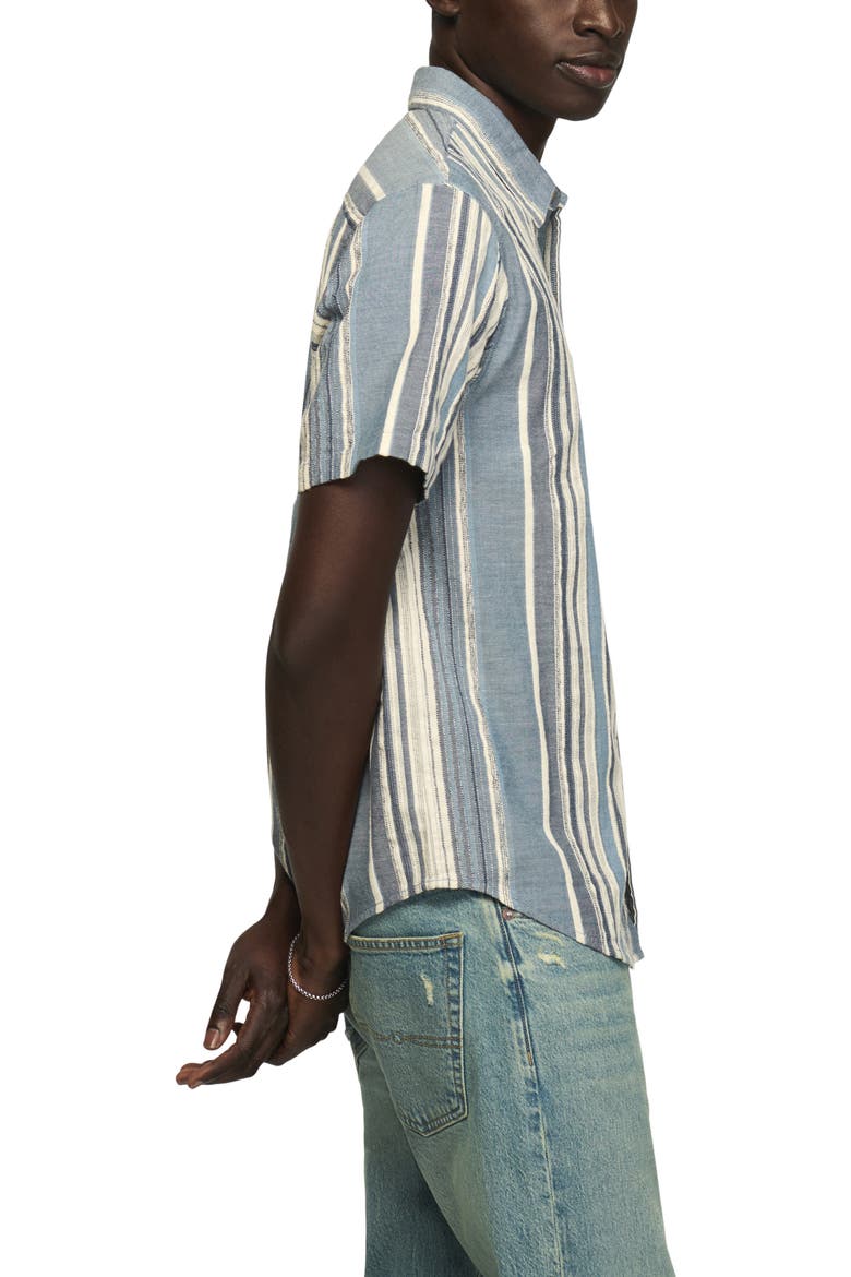 San Gabriel Stripe Short Sleeve Cotton Dobby Button-Up Shirt, Alternate, color, BLUE STRIPE