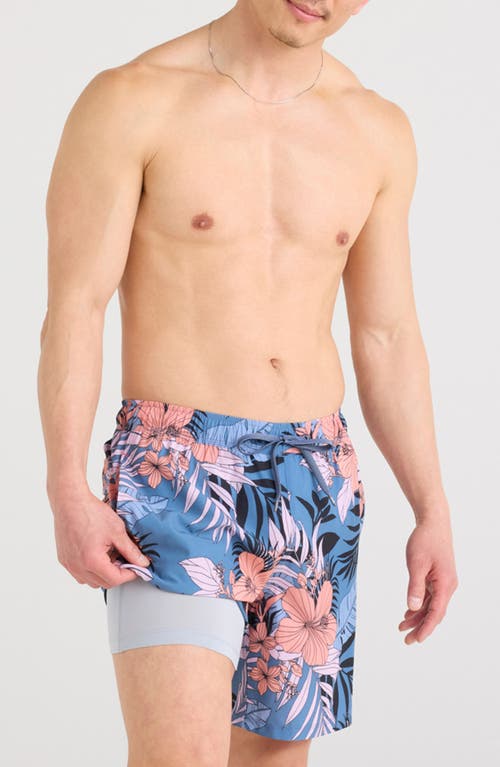 Saxx Oh Buoy 2n1 7-inch Volley Swim Trunks In Blue