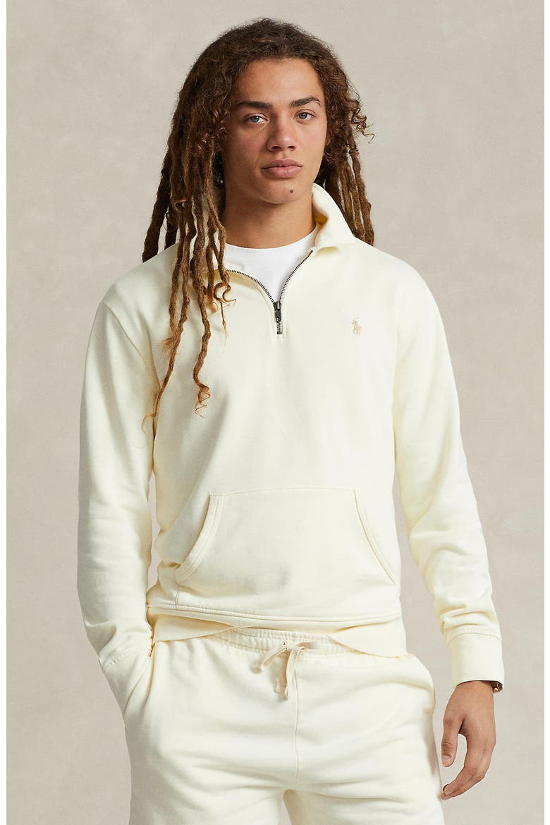 French Terry Quarter Zip Sweatshirt, Alternate, color, CLUBHOUSE CREAM