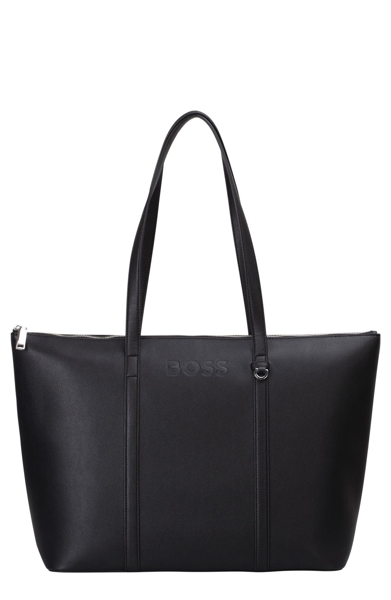 BOSS Addison Faux Leather Tote, Main, color, Black