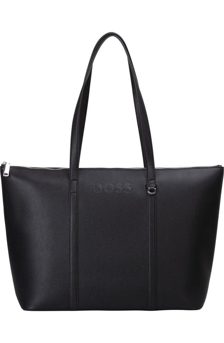 BOSS Addison Faux Leather Tote, Main, color, Black