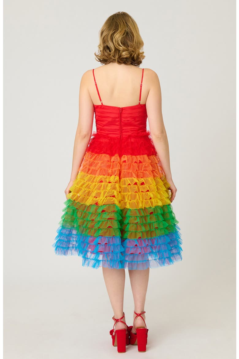 Tulle Sweetheart Cupcake Swing Dress, Alternate, color, Red Rainbow Stripe
