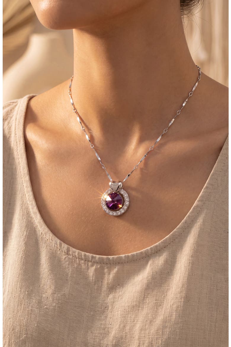 Amethyst Round Heart Accent Pendant Necklace, Alternate, color, Amethyst