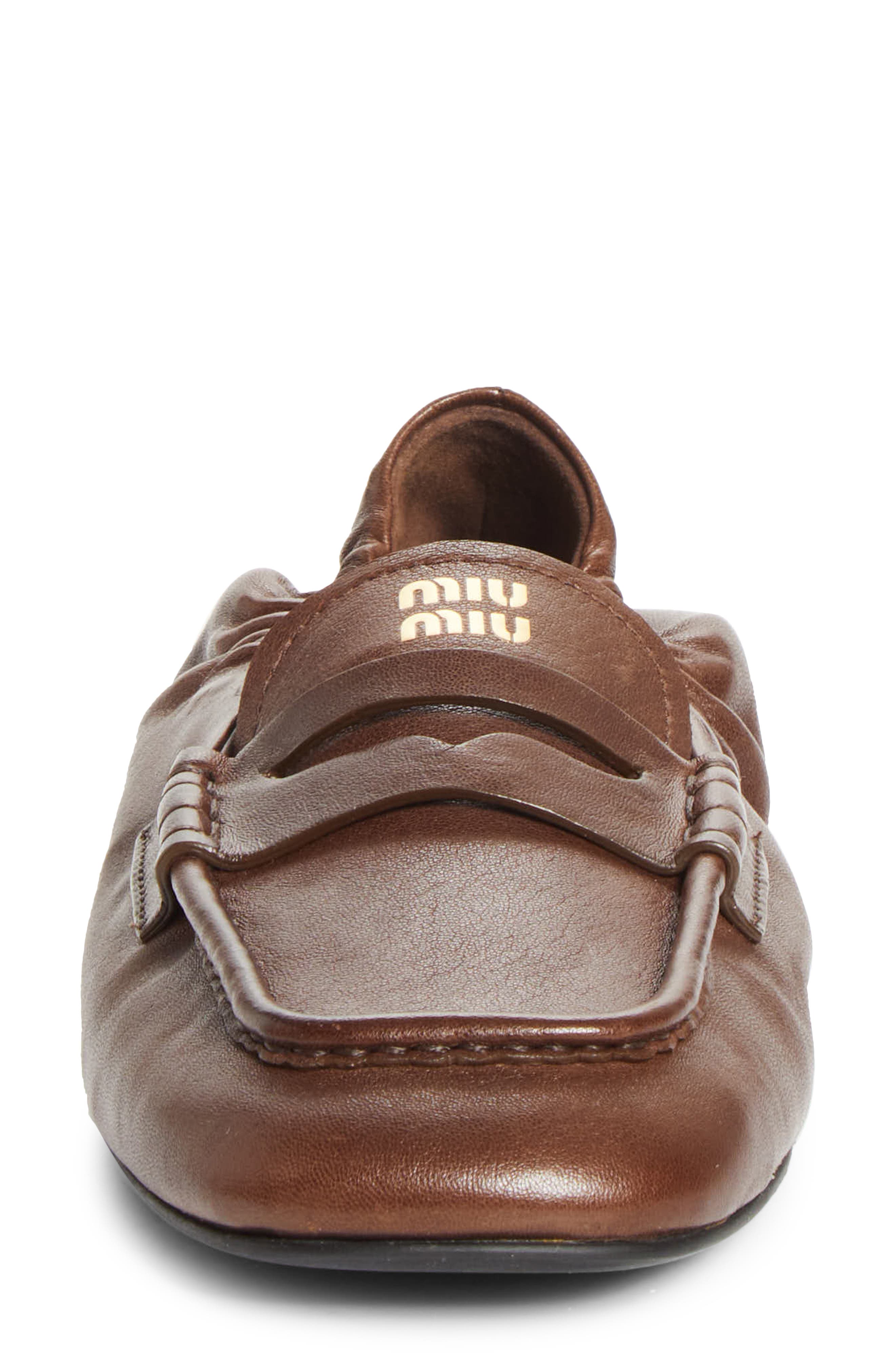 Miu Miu Ruches Leather Loafer, Alternate, color, 