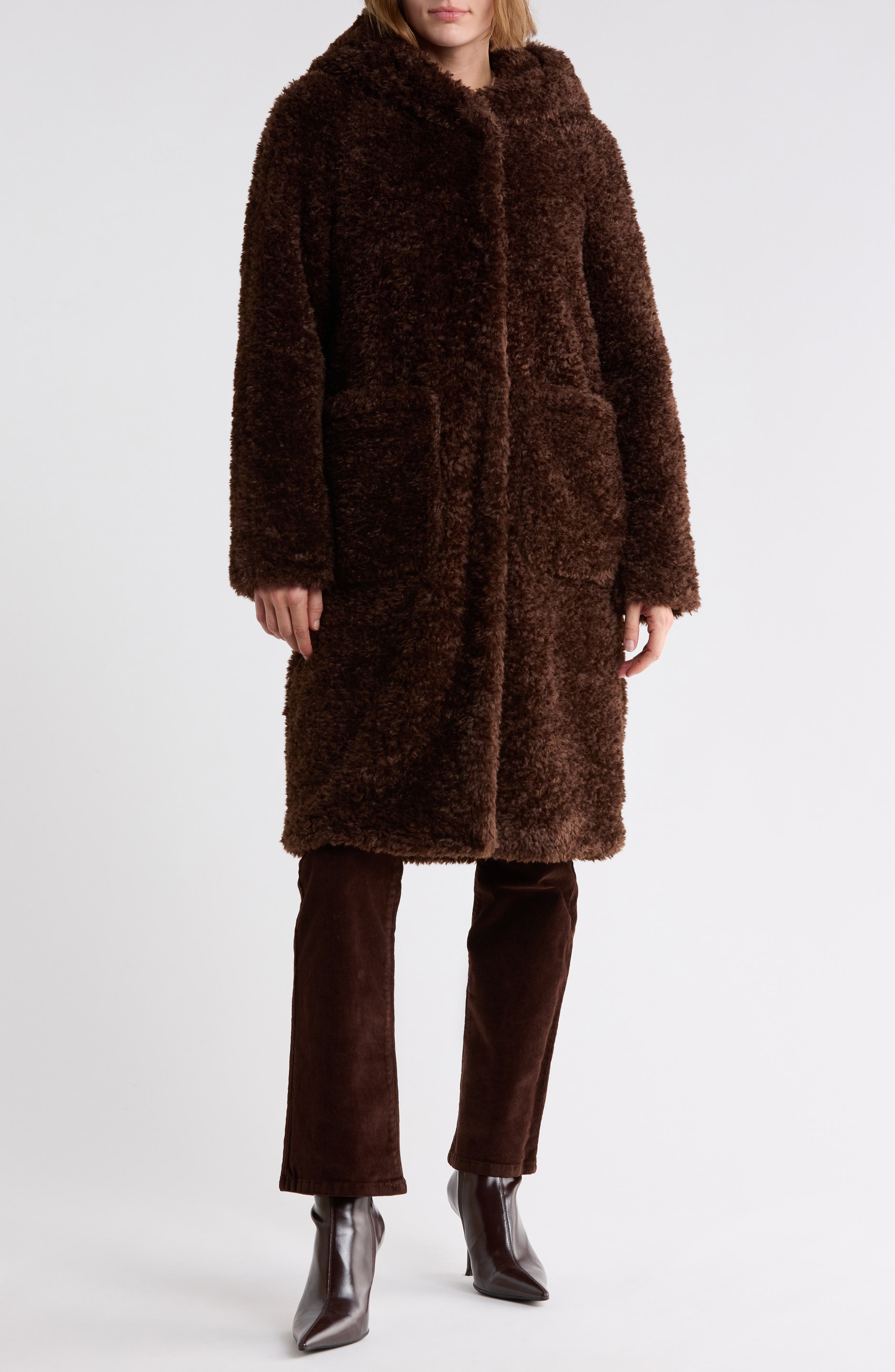 Hooded Faux Fur Coat
