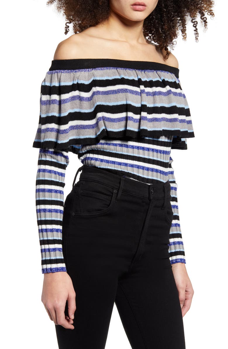 Endless Rose Stripe Off the Shoulder Sweater, Alternate, color,