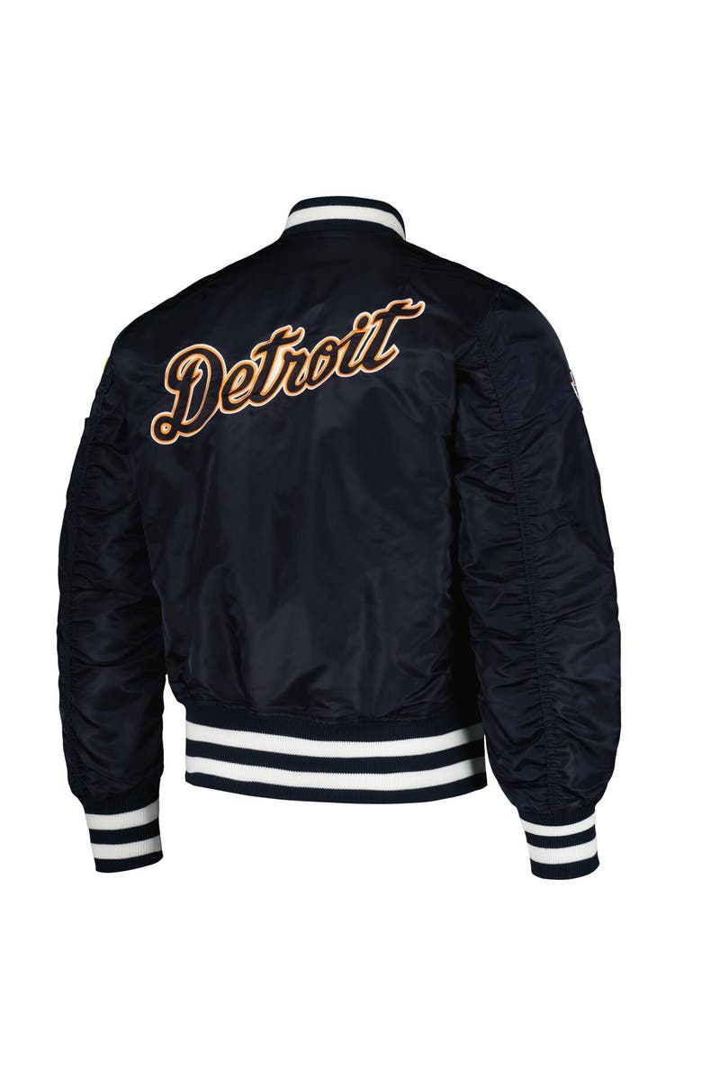 New Era x Alpha Industries Men's New Era x Alpha Industries Navy/Camo Detroit Tigers Reversible Full-Zip Bomber Jacket, Alternate, color,