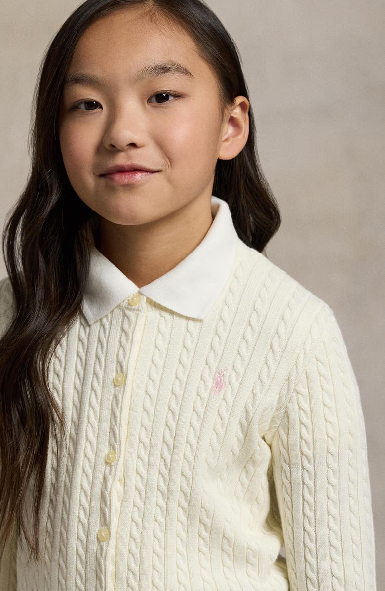 Polo Ralph Lauren Kids' Cable Knit Cotton Cardigan, Alternate, color, Warm White