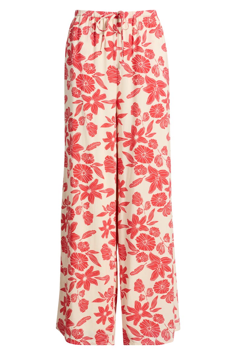 Lira High Waist Floral Print Pants, Alternate, color, RED FLORAL