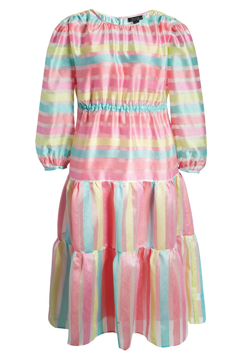 x Atlantic-Pacific Long Sleeve Stripe Tiered Organza Dress, Main, color, PINK MULTI CANDY STRIPE