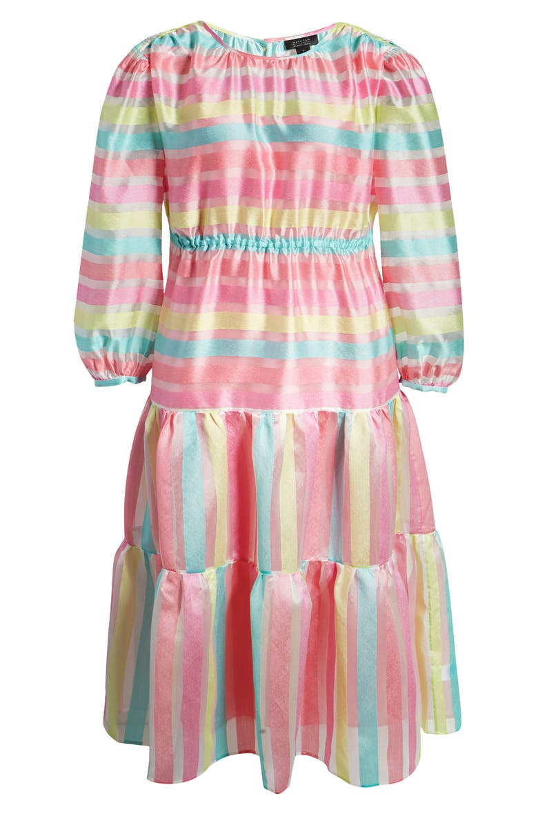Halogen<sup>®</sup> x Atlantic-Pacific Long Sleeve Stripe Tiered Organza Dress, Main, color,