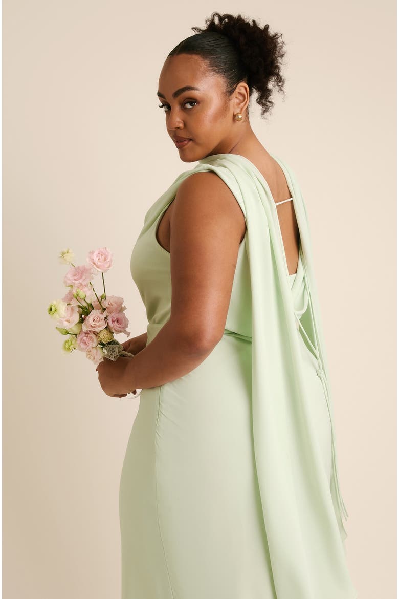 Plunge Cowl Chiffon Bridesmaid Dress, Alternate, color, Mint Green