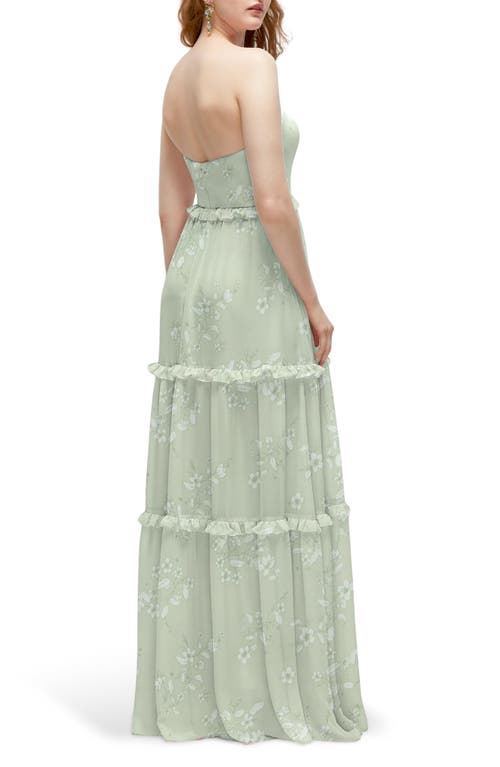 Shop After Six Ruffle Chiffon Strapless Gown In Vintage Primrose Sage