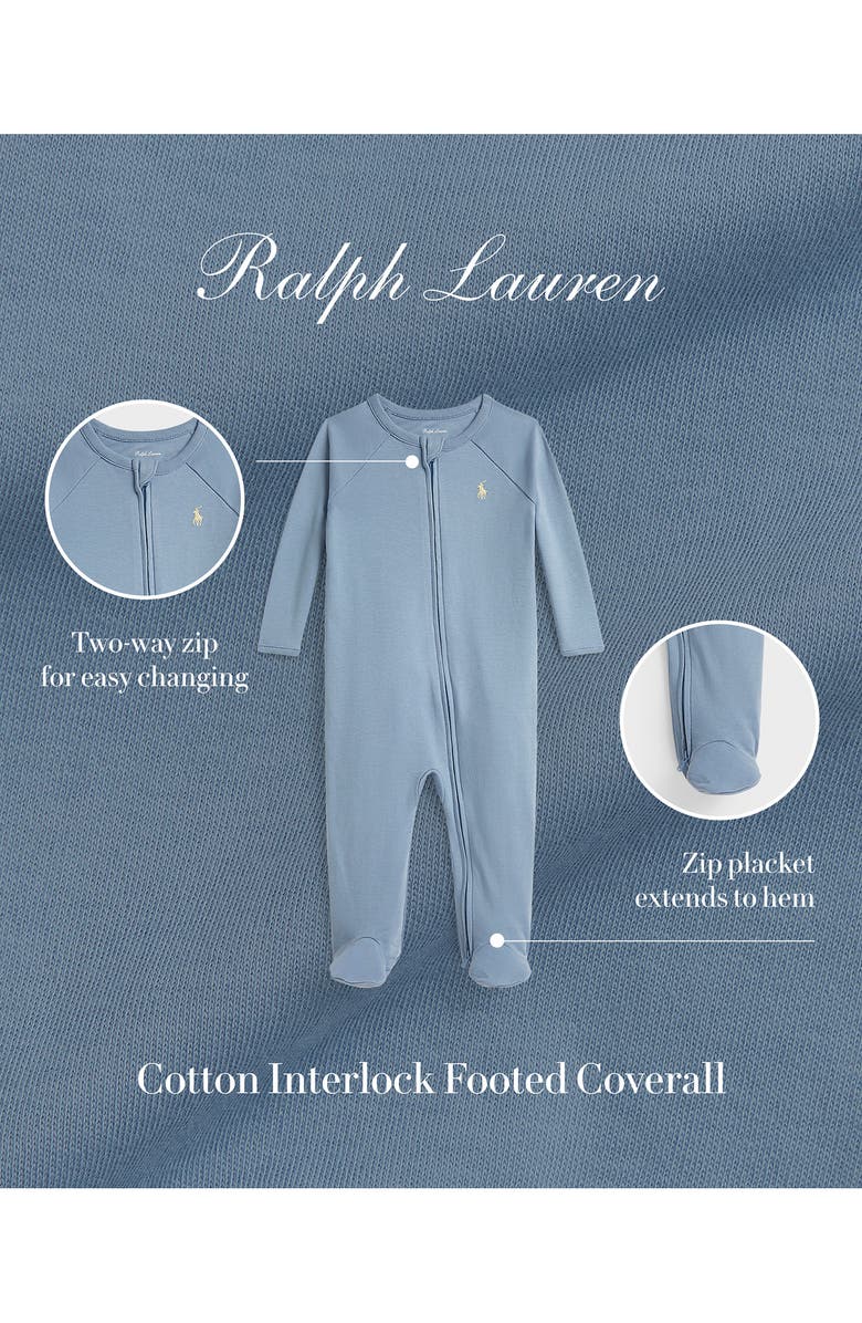 Ralph Lauren Cotton Interlock Footie, Alternate, color, 