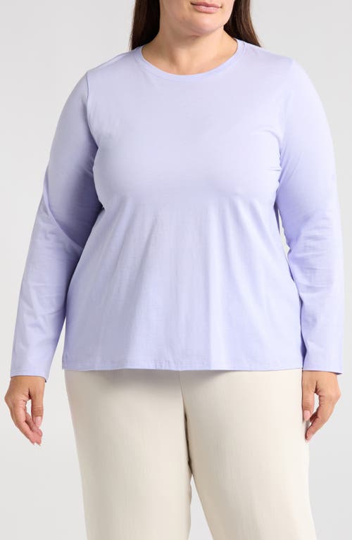 Eileen Fisher Long Sleeve Crewneck Organic Cotton Top In Petal