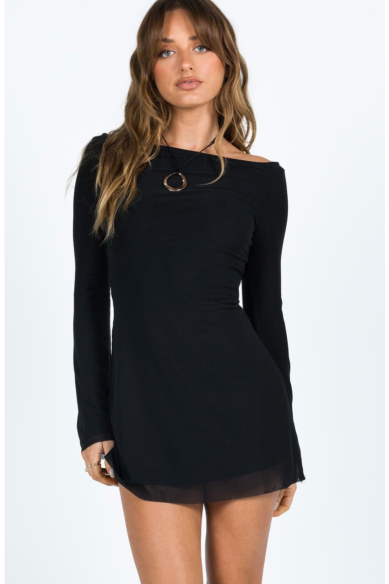 Lukea Long Sleeve Minidress, Alternate, color, BLACK