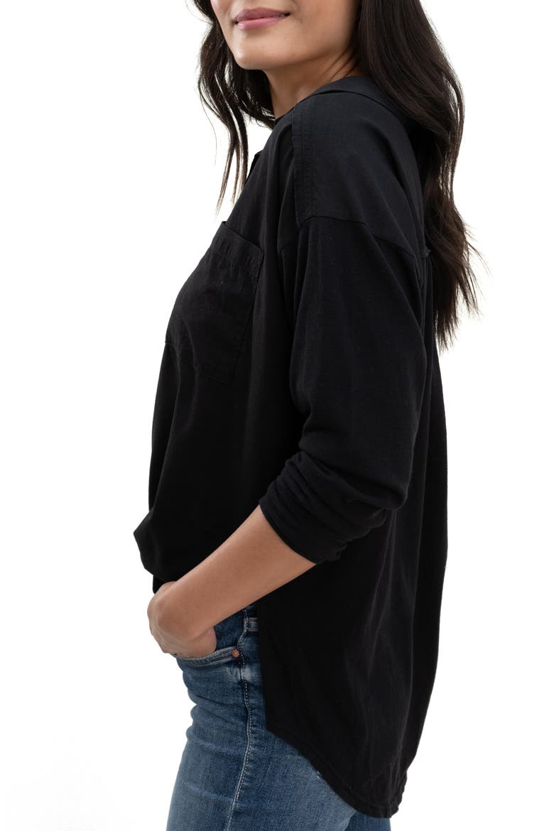 Paige Button-Up Shirt, Alternate, color, BLACK