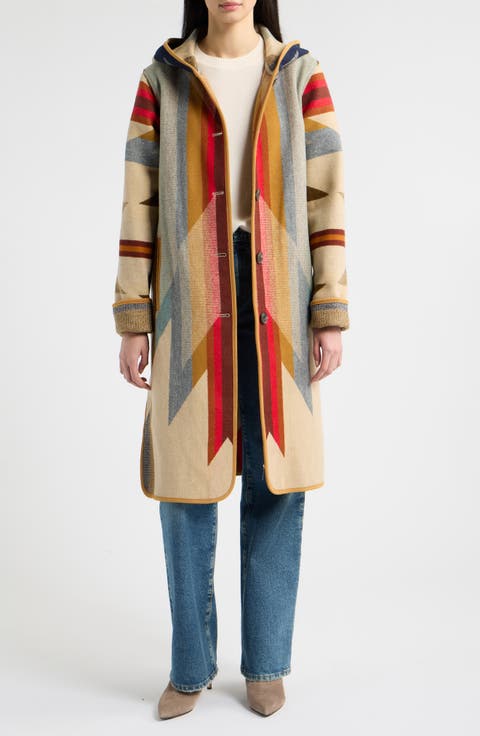 Hooded Jacquard Coat