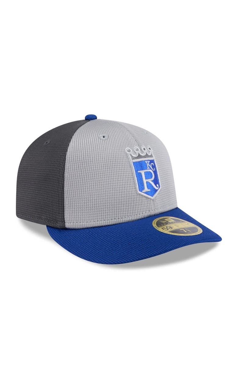 New Era Men's New Era  Gray/Royal Kansas City Royals 2025 Batting Practice Low Profile 59FIFTY Fitted Hat, Alternate, color, 