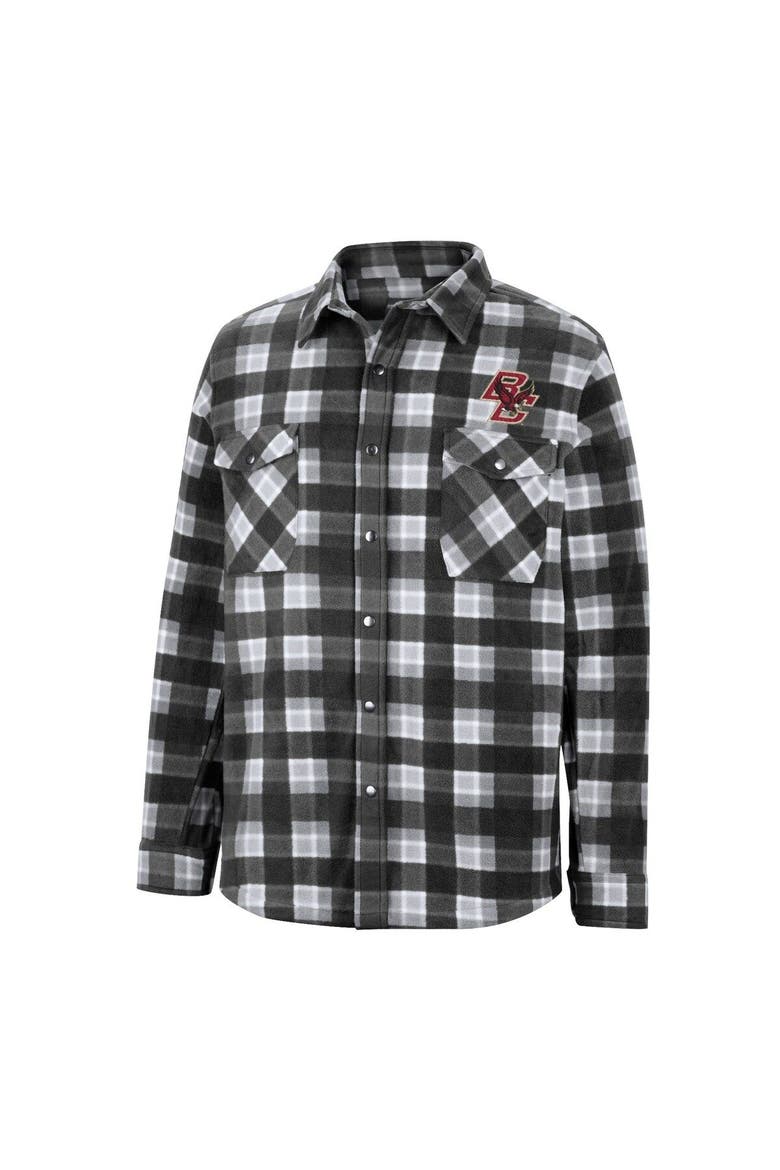 Men's Colosseum Black/White Boston College Eagles Ellis Plaid Full-Snap Shirt Jacket, Alternate, color, Black