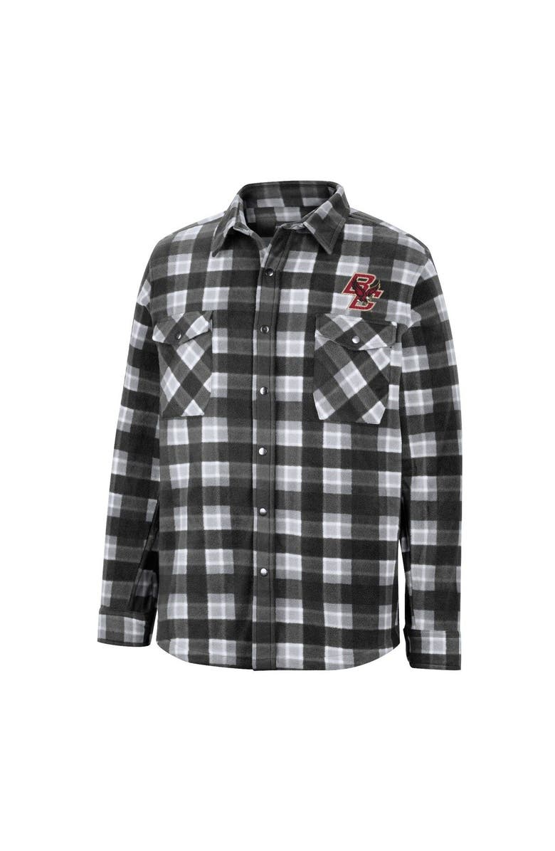 COLOSSEUM Men's Colosseum Black/White Boston College Eagles Ellis Plaid Full-Snap Shirt Jacket, Alternate, color, 