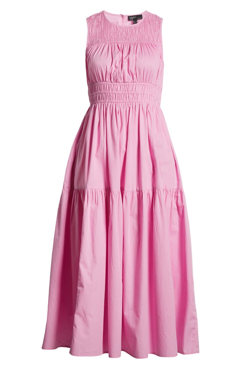 Nobody's Child Elora Shirred Organic Cotton Dress, Alternate, color, Pink