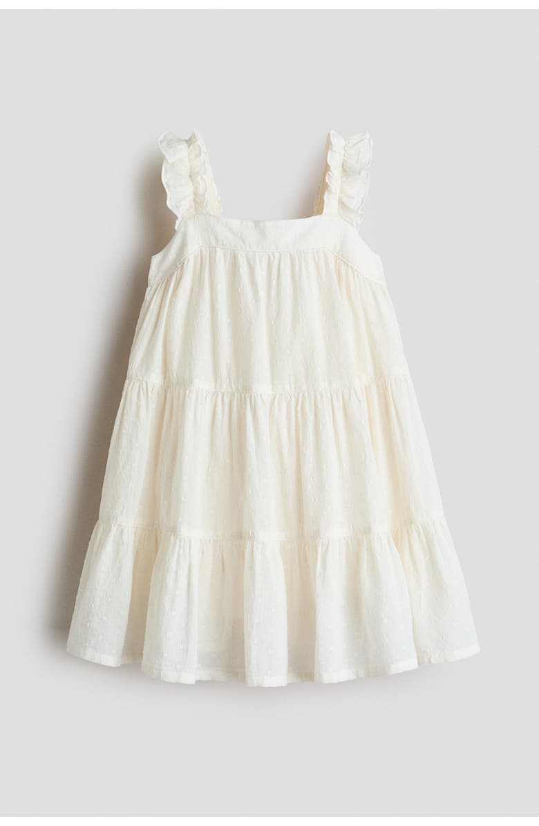 H&M Tiered Cotton Dress, Alternate, color, Cream