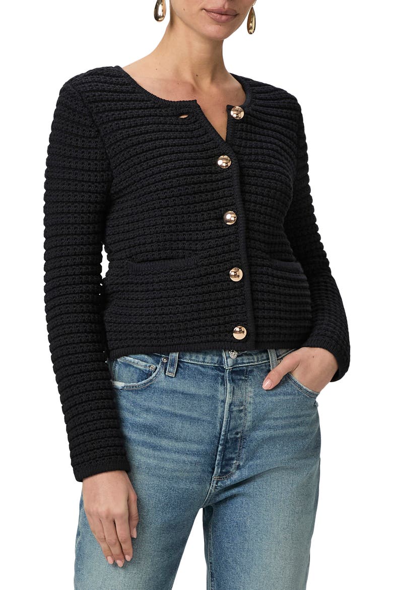 Oberon Open Stitch Cardigan, Main, color, BLACK