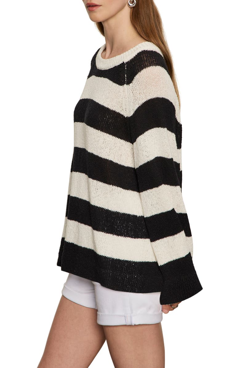 Sanctuary Cotton Blend Sweater, Alternate, color, Chalk/ Black