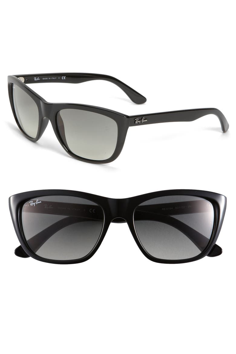 57mm Cat's Eye Sunglasses, Main, color, BLK GRAD