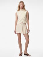Koton Pleated Mini Skirt with Button Detail