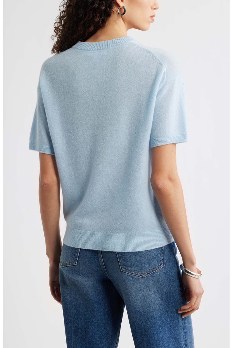 Short Sleeve Cashmere Sweater, Alternate, color, BLUE SUBDUED