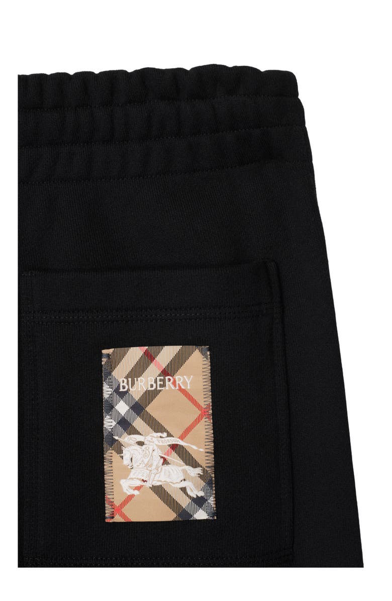 Burberry Check Label Cotton Jogging Pants, Alternate, color, Black