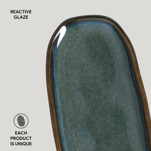 Porto Brasil Shallow Organic Oval Platter Mini Set Of 4 In Blue