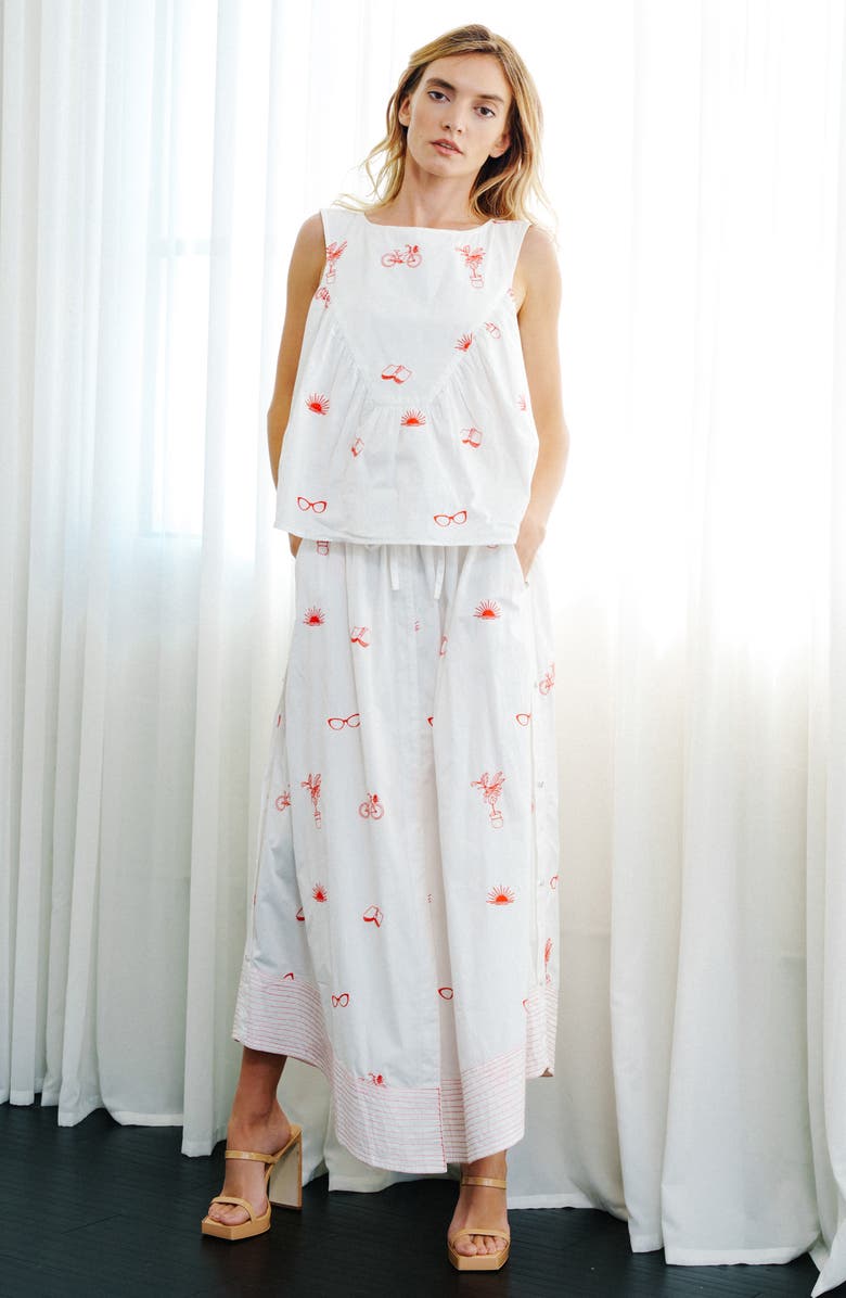 CIEBON Synne Cotton Poplin Top, Alternate, color, Cream