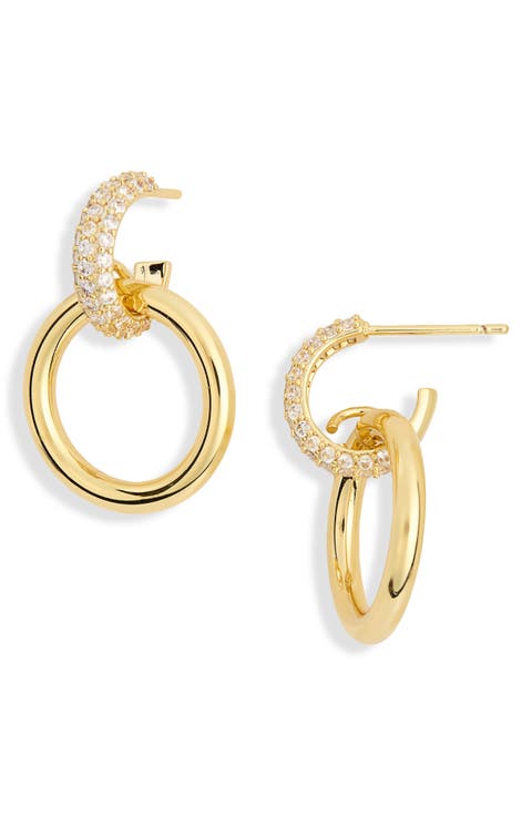 Demi Fine Cubic Zirconia Frontal Hoop Drop Earrings