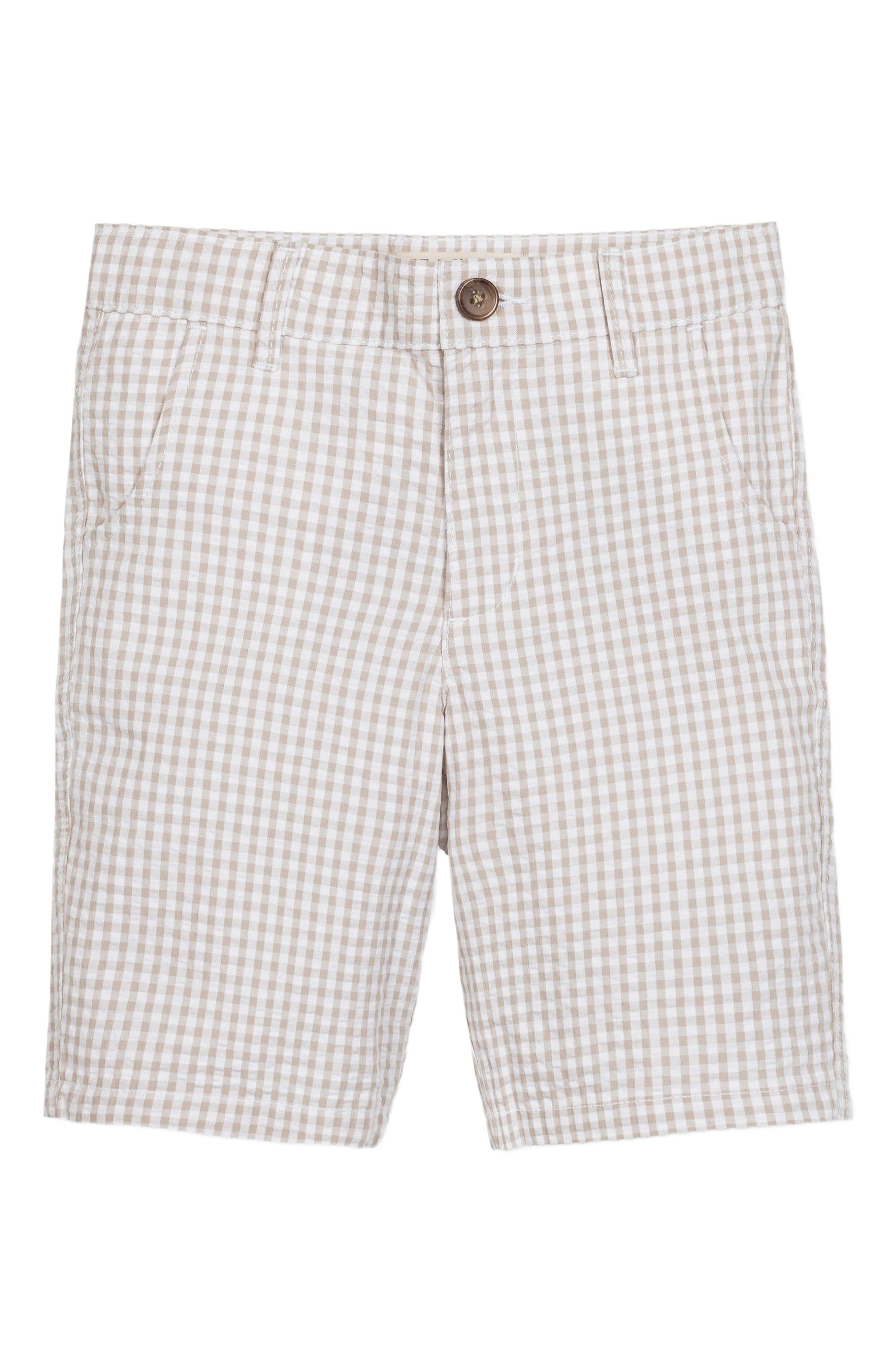 Taupe Gingham Seersucker