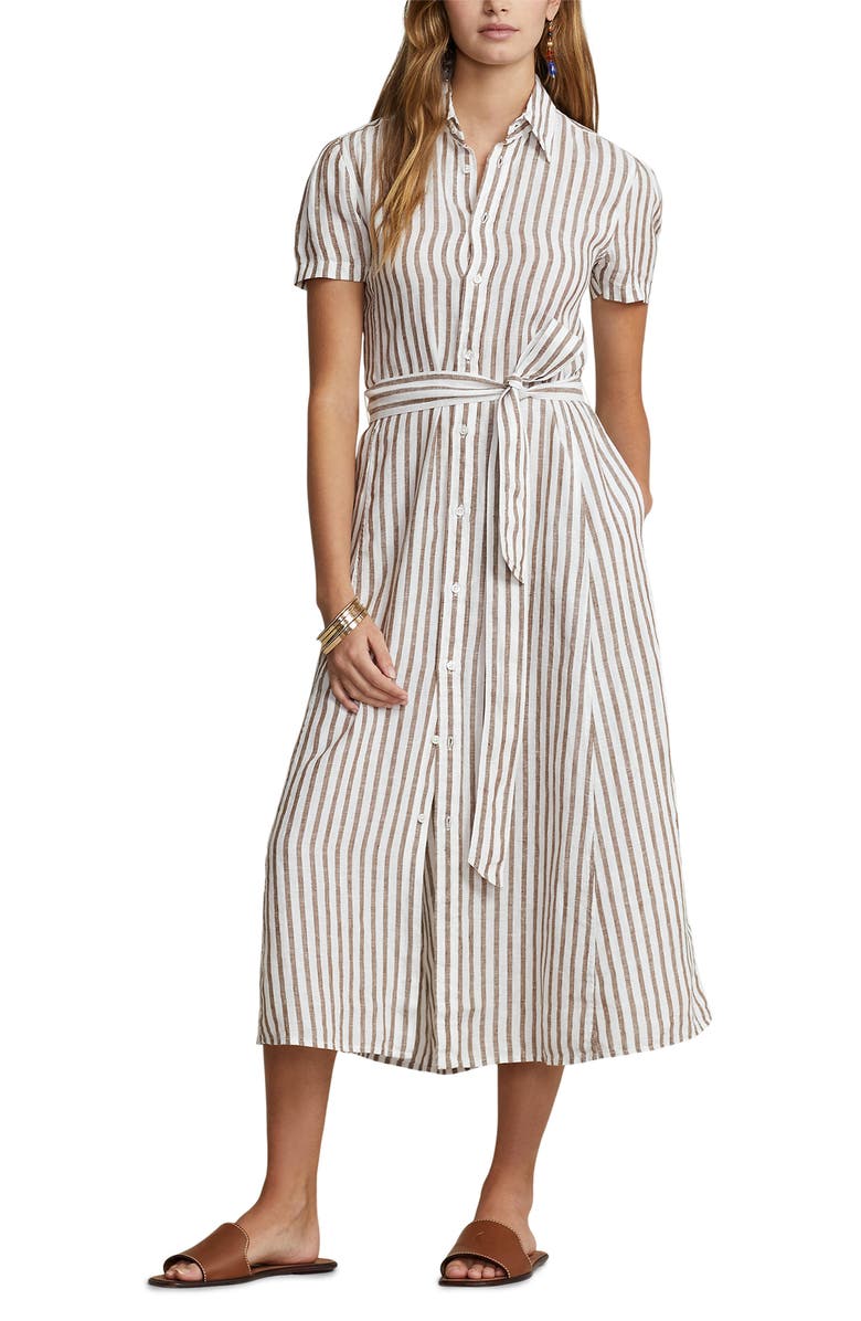 Polo Ralph Lauren Ashton Stripe Linen Shirtdress, Main, color,