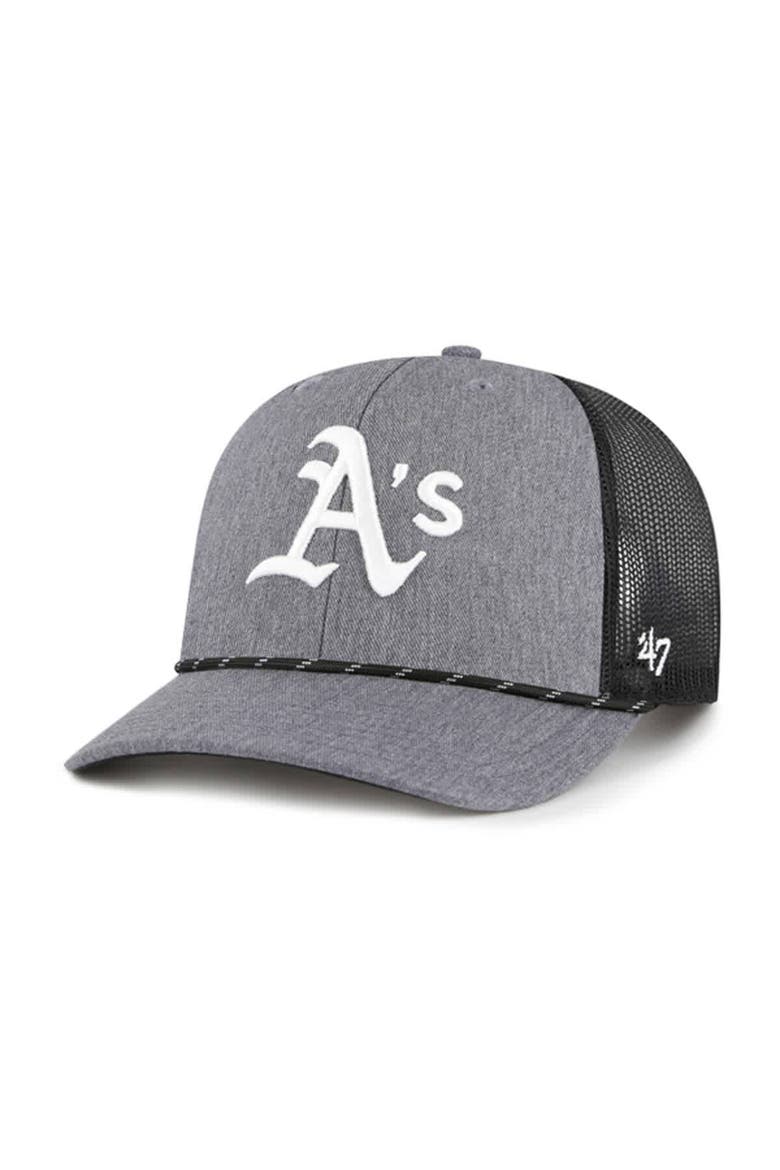 Men's '47 Charcoal Athletics Carbon Rope Trucker Adjustable Hat, Main, color, Charcoal