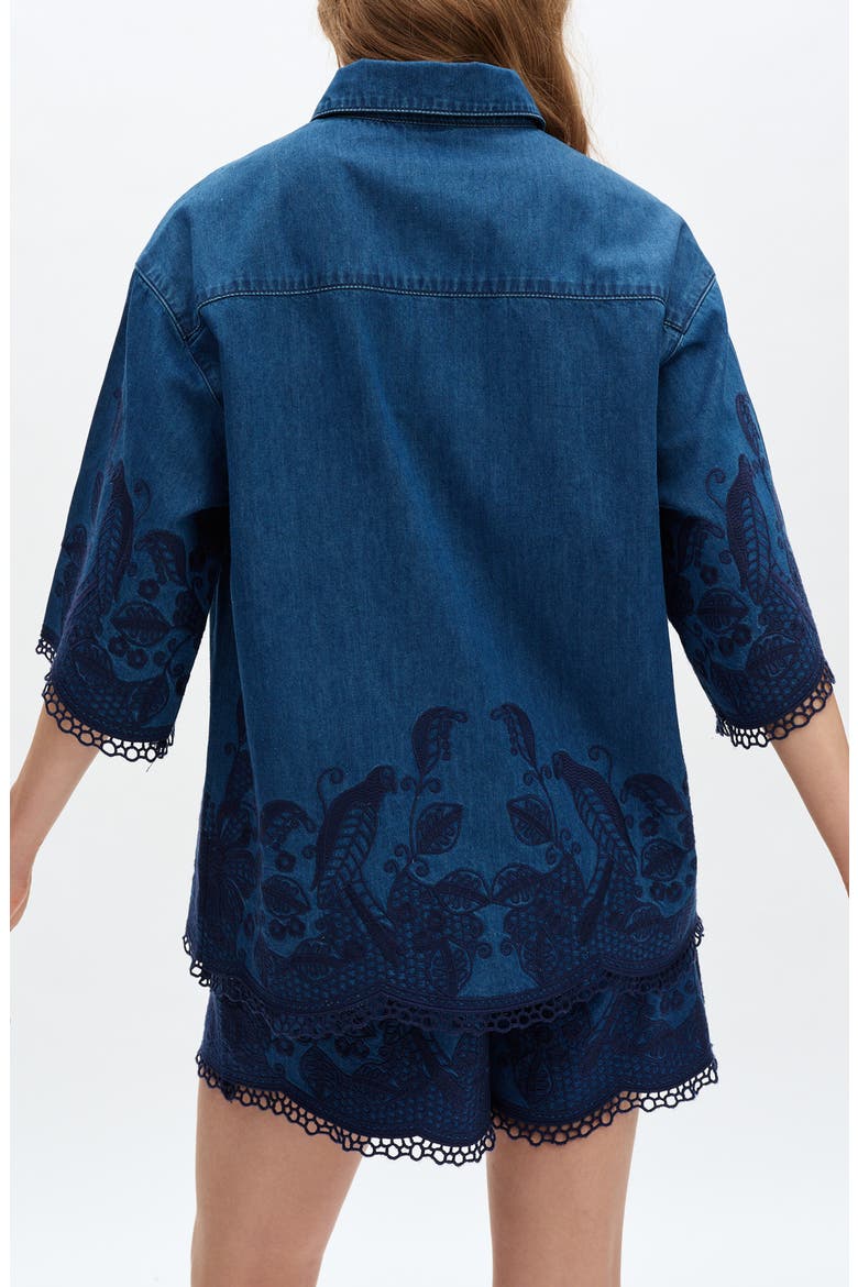 Embroidered Denim Shirt, Alternate, color, DARKTIDE