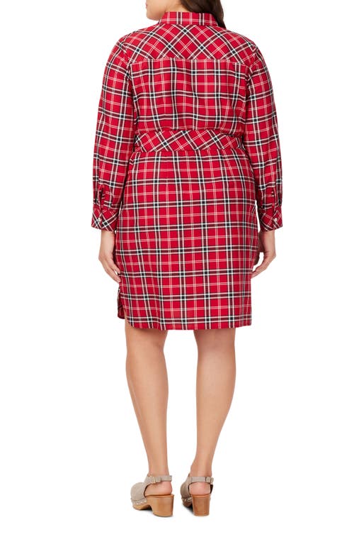 Foxcroft Rocca Plaid Long Sleeve Cotton Blend Shirtdress In Red/multi