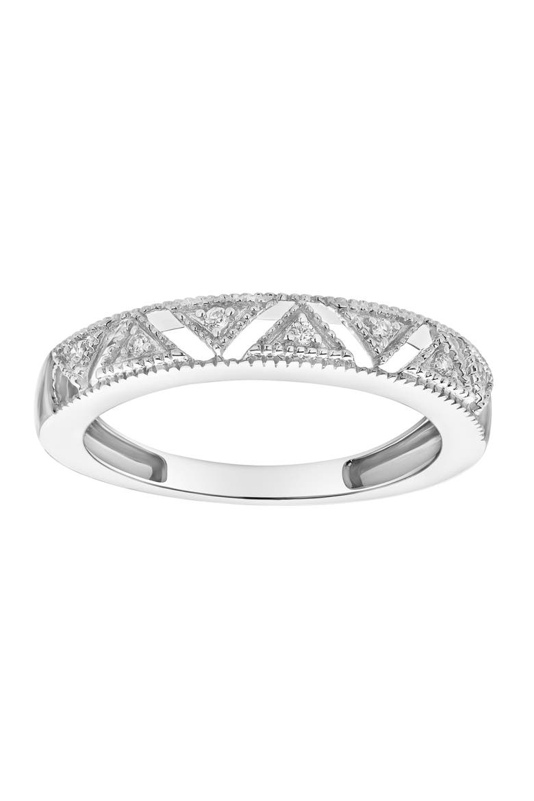 Prism 14K Gold Round Diamond Studded Stackable Ring - 0.05cts, Main, color, 14K White Gold